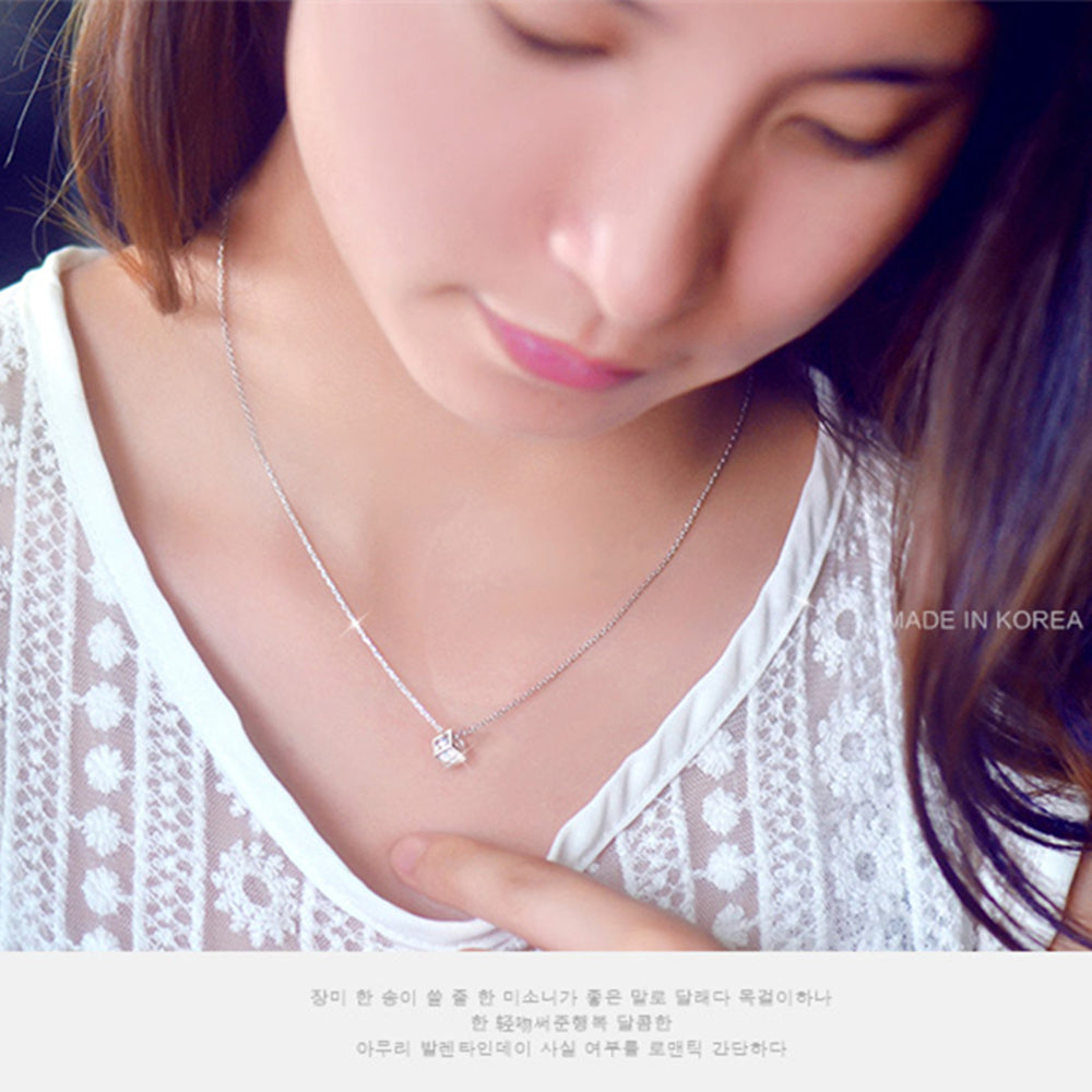 925 Sterling Silber Halskette mit geometrischem Zirkon Design für Damen
