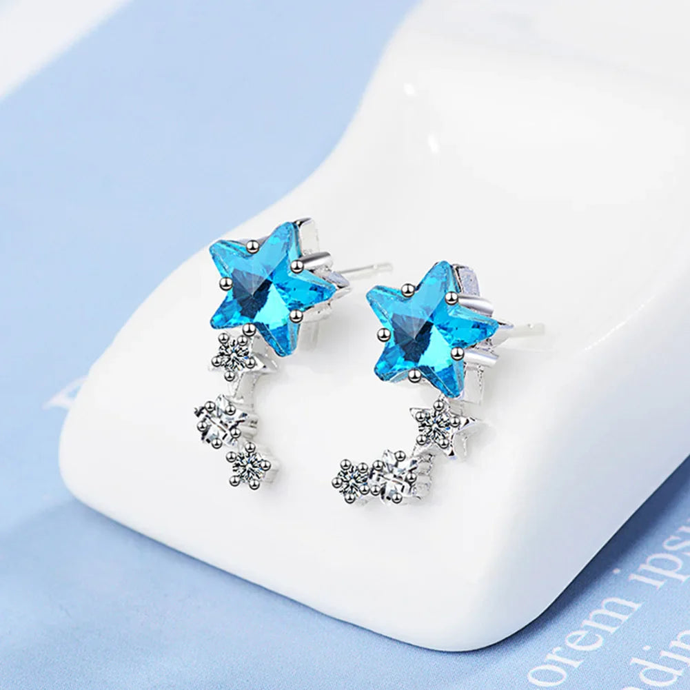 Elegantes Sterlingsilber Schmuckset mit blauem Stern - Hochzeit und Party Accessoires
