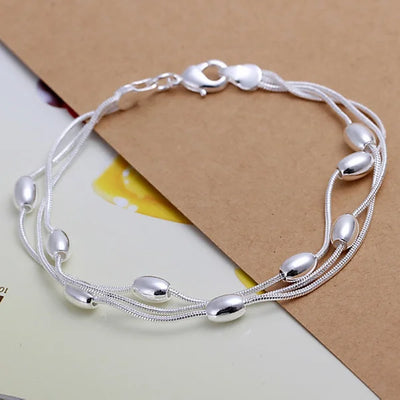 Detailansicht 925er Sterlingsilber Armband mit Perlen - hochwertiger Damenschmuck
