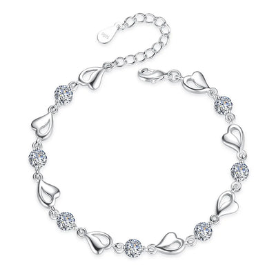 S925 Sterling Silber Bettelarmband rosa, blau, grün, weiß, lila