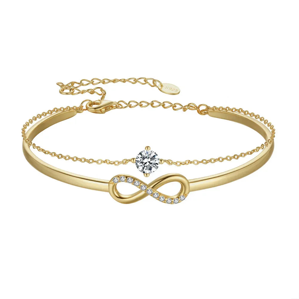 925er Sterling Silber Unendlichkeits-Armband mit Zirkonia und Vergoldung