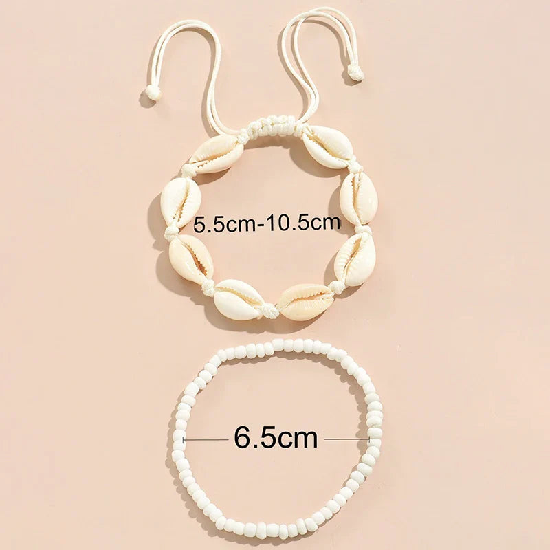 Boho Muschel-Fußkettchen Set – Sommer Vibes fürs Fußgelenk🐚🌟