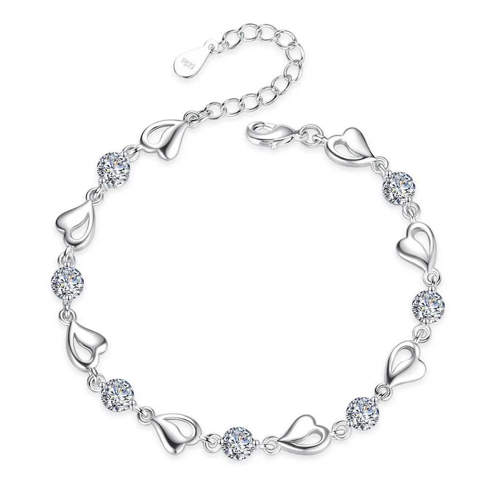 S925 Sterling Silber Bettelarmband rosa, blau, grün, weiß, lila