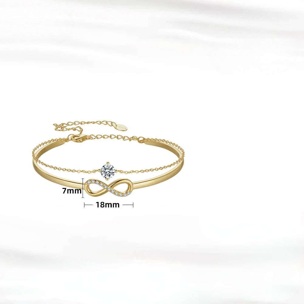925er Sterling Silber Unendlichkeits-Armband mit Zirkonia und Vergoldung